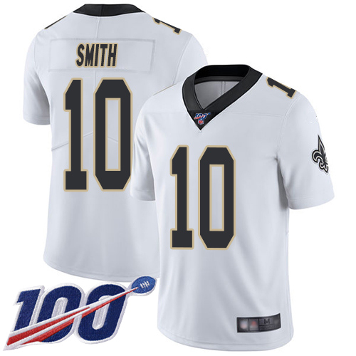 Men New Orleans Saints Limited White Tre Quan Smith Road Jersey NFL Football #10 100th Season Vapor Untouchable Jersey